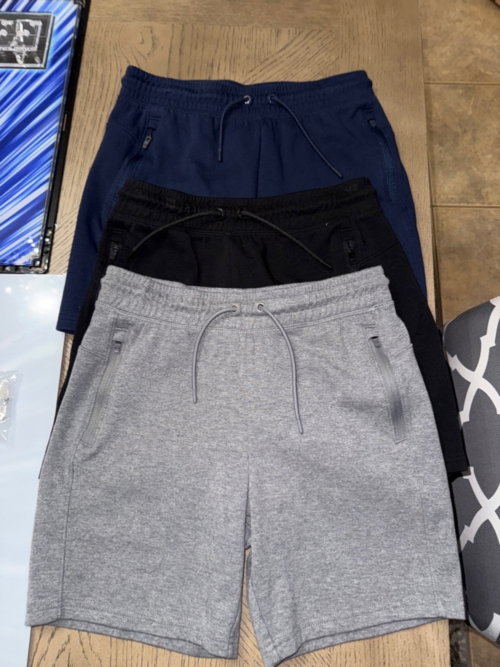 Gap Boy’s Large athletic cotton blend zipper shorts Gray, Black, Navy